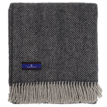 Load image into Gallery viewer, Highland Tweed Herringbone Pure New Wool Throw ~ Charcoal ~