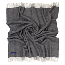 Load image into Gallery viewer, Highland Tweed Herringbone Pure New Wool Throw ~ Charcoal ~