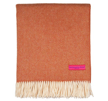 Load image into Gallery viewer, Southampton Home Merino Wool Herringbone Throw (Heirloom Tomato)