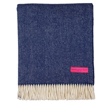 Load image into Gallery viewer, Southampton Home Merino Wool Herringbone Throw (Classic Navy)