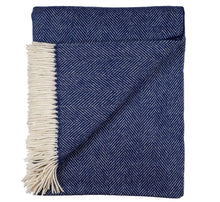 Load image into Gallery viewer, Southampton Home Merino Wool Herringbone Throw (Classic Navy)