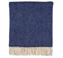 Load image into Gallery viewer, Southampton Home Merino Wool Herringbone Throw (Classic Navy)