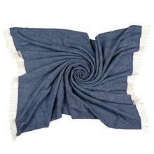 Load image into Gallery viewer, Southampton Home Merino Wool Herringbone Throw (Classic Navy)