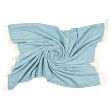 Load image into Gallery viewer, Southampton Home Merino Wool Herringbone Throw (Sky Blue)