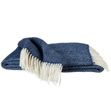 Load image into Gallery viewer, Southampton Home Merino Wool Herringbone Throw (Classic Navy)