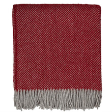 Load image into Gallery viewer, Highland Tweed Herringbone Pure New Wool Throw ~ Ruby Red ~