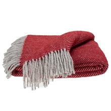 Load image into Gallery viewer, Highland Tweed Herringbone Pure New Wool Throw ~ Ruby Red ~
