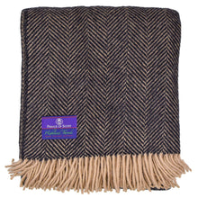 Load image into Gallery viewer, Highland Tweed Herringbone Pure New Wool Throw ~ Black ~-Throws and Blankets-Prince of Scots-00810032750077-K4050030-010-Prince of Scots