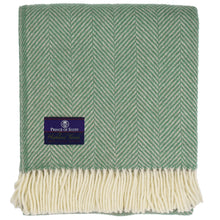 Load image into Gallery viewer, Highland Tweed Herringbone Pure New Wool Throw ~ Mint ~-Throws and Blankets-Prince of Scots-00810032750121-K4050030-20-Prince of Scots