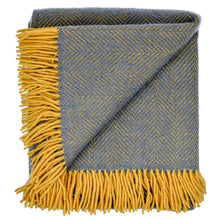Load image into Gallery viewer, Highland Tweed Herringbone Pure New Wool Throw ~ Navy/Gold ~-Throws and Blankets-Prince of Scots-00810032750039-K4050030-011-Prince of Scots