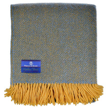 Load image into Gallery viewer, Highland Tweed Herringbone Pure New Wool Throw ~ Navy/Gold ~-Throws and Blankets-Prince of Scots-00810032750039-K4050030-011-Prince of Scots
