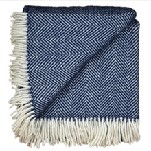 Load image into Gallery viewer, Highland Tweed Herringbone Pure New Wool Throw ~ Navy/White ~-Throws and Blankets-Prince of Scots-00810032750138-K4050030-017-Prince of Scots