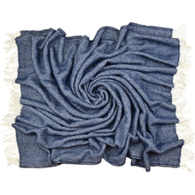Load image into Gallery viewer, Highland Tweed Herringbone Pure New Wool Throw ~ Navy/White ~-Throws and Blankets-Prince of Scots-00810032750138-K4050030-017-Prince of Scots