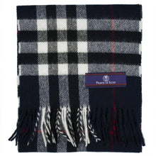 Load image into Gallery viewer, Prince of Scots Heritage Plaid Fringed Merino Wool Scarf (Cambridge Navy)-scarf-HScarf472U1-810032759964-Prince of Scots-Prince of Scots