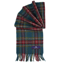 Load image into Gallery viewer, Prince of Scots Heritage Plaid Fringed Merino Wool Scarf (Stewart Teal)-scarf-HScarfA01-810032759858-Prince of Scots-Prince of Scots