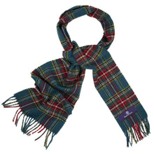 Load image into Gallery viewer, Prince of Scots Heritage Plaid Fringed Merino Wool Scarf (Stewart Teal)-scarf-HScarfA01-810032759858-Prince of Scots-Prince of Scots