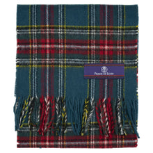 Load image into Gallery viewer, Prince of Scots Heritage Plaid Fringed Merino Wool Scarf (Stewart Teal)-scarf-HScarfA01-810032759858-Prince of Scots-Prince of Scots