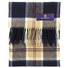 Load image into Gallery viewer, Prince of Scots Heritage Plaid Fringed Merino Wool Scarf (Stirling Navy)-scarf-Prince of Scots-HScarf8601-810032752255-Prince of Scots