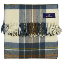 Load image into Gallery viewer, Prince of Scots Highland Tartan Tweed Merino Wool Throw ~ Muted Blue Stewart ~-Throws and Blankets-Prince of Scots-Prince of Scots