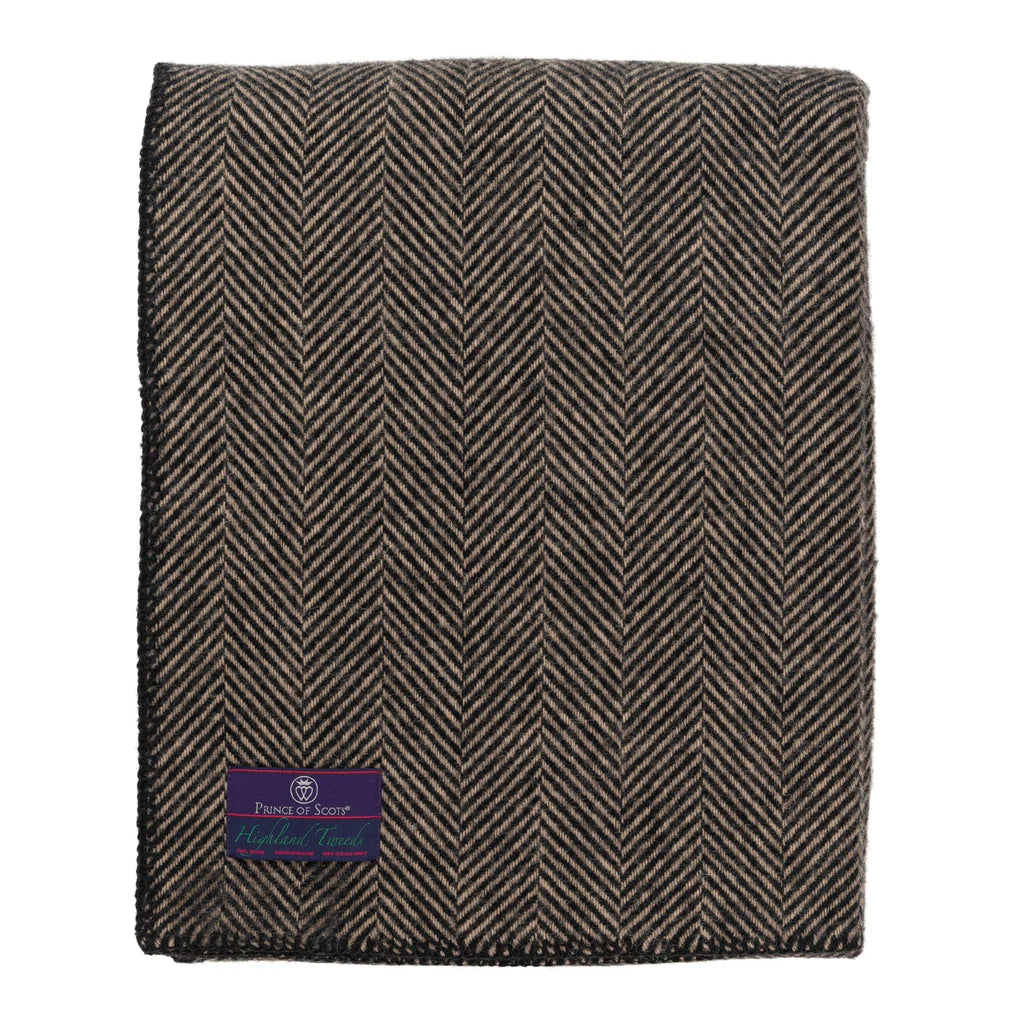 Highland Tweeds BIG Throw ~ Black Herringbone  ~