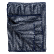 Load image into Gallery viewer, Highland Tweeds BIG Throw ~ Navy Herringbone  ~
