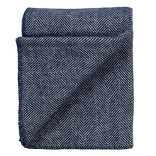 Load image into Gallery viewer, Highland Tweeds BIG Throw ~ Navy Herringbone  ~
