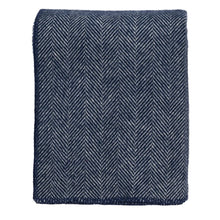 Load image into Gallery viewer, Highland Tweeds BIG Throw ~ Navy Herringbone  ~
