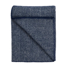 Load image into Gallery viewer, Highland Tweeds BIG Throw ~ Navy Herringbone  ~
