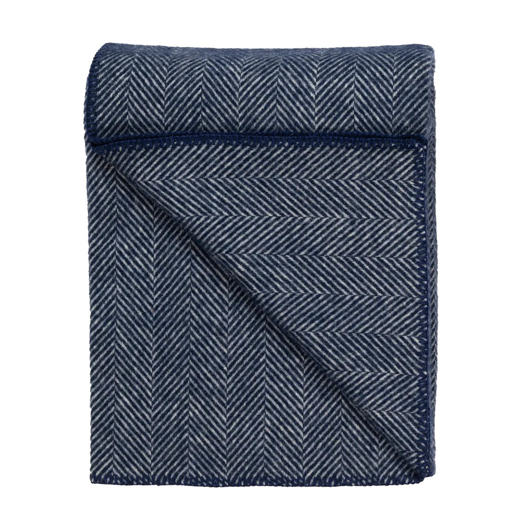 Highland Tweeds BIG Throw ~ Navy Herringbone  ~