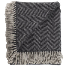 Load image into Gallery viewer, Highland Tweed Herringbone  Pure New Wool Throw ~ Charcoal ~
