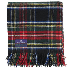 Load image into Gallery viewer, Prince of Scots Highland Tweed Pure New Wool Fluffy Throw ~ Black Stewart ~
