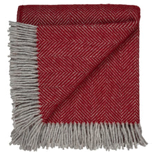 Load image into Gallery viewer, Highland Tweed Herringbone Pure New Wool Throw ~ Ruby Red ~
