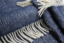 Load image into Gallery viewer, Highland Tweed Herringbone Pure New Wool Throw ~ Navy/White ~-Throws and Blankets-Prince of Scots-00810032750138-K4050030-017-Prince of Scots
