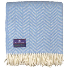 Load image into Gallery viewer, Highland Tweed Herringbone Pure New Wool Throw ~ Sky Blue ~-Throws and Blankets-Prince of Scots-00810032750169-K4050030-018-Prince of Scots
