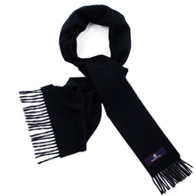 Load image into Gallery viewer, Prince of Scots Fringed Merino Wool Scarf (Navy)-scarf-Prince of Scots-PrinceNavy-810032759810-Prince of Scots
