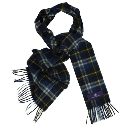Prince of Scots Heritage Plaid Fringed Merino Wool Scarf (Oxford Blue)-scarf-HScarfX13-810032759902-Prince of Scots-Prince of Scots
