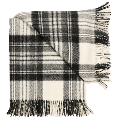 Prince of Scots Highland Tartan Tweed Merino Wool Throw ~ Dress Grey Stewart ~-Throws and Blankets-Prince of Scots-Prince of Scots