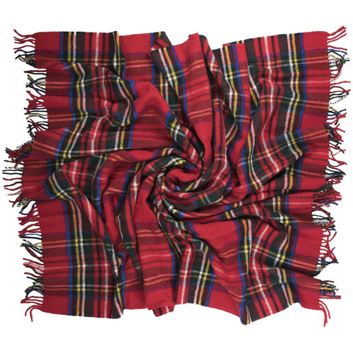 Prince of Scots Highland Tweed Pure New Wool Fluffy Throw ~ Royal Stewart ~-Throws and Blankets-Prince of Scots-00810032750367-J4050028-008-Prince of Scots