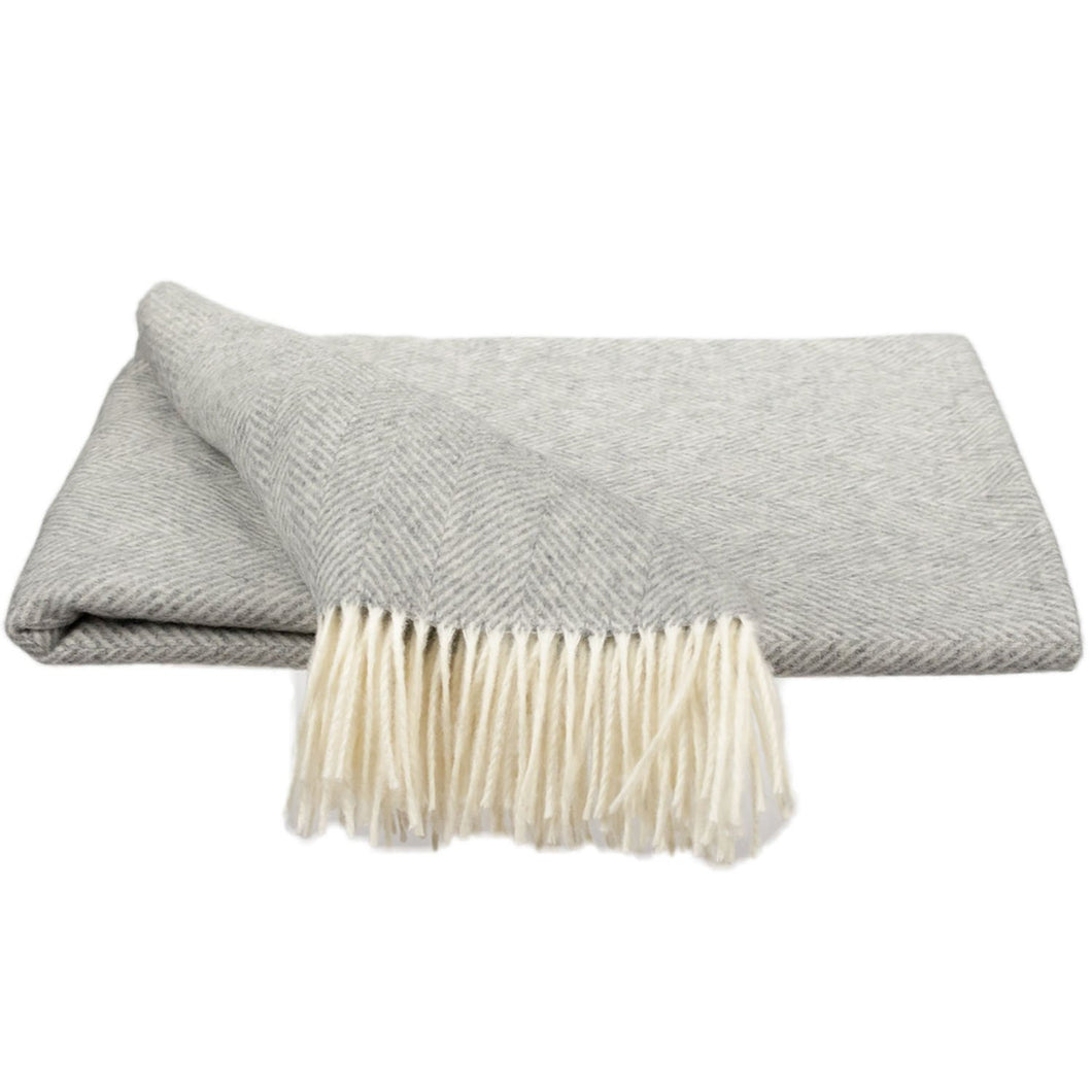 Southampton Home Merino Wool Herringbone Throw (Silver)-Throws and Blankets-Prince of Scots-810032751081-Q029001-Prince of Scots